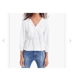 J crew tie waist size 8 faux wrap white blouse.